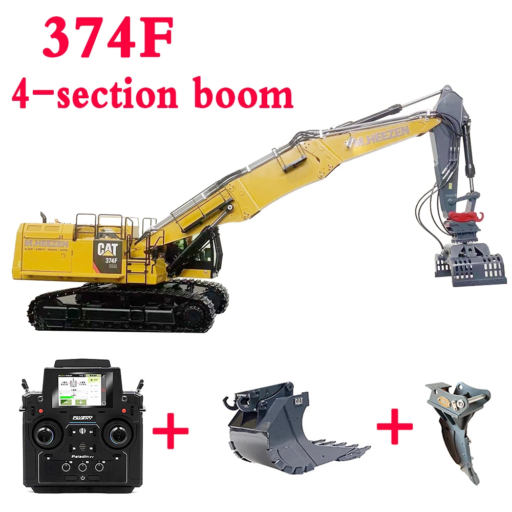 1/14 RC 4 Section Arm 374F Hydraulic Excavator Full Metal Model Upgraded Version Arm Detachable Excavator Model Toys