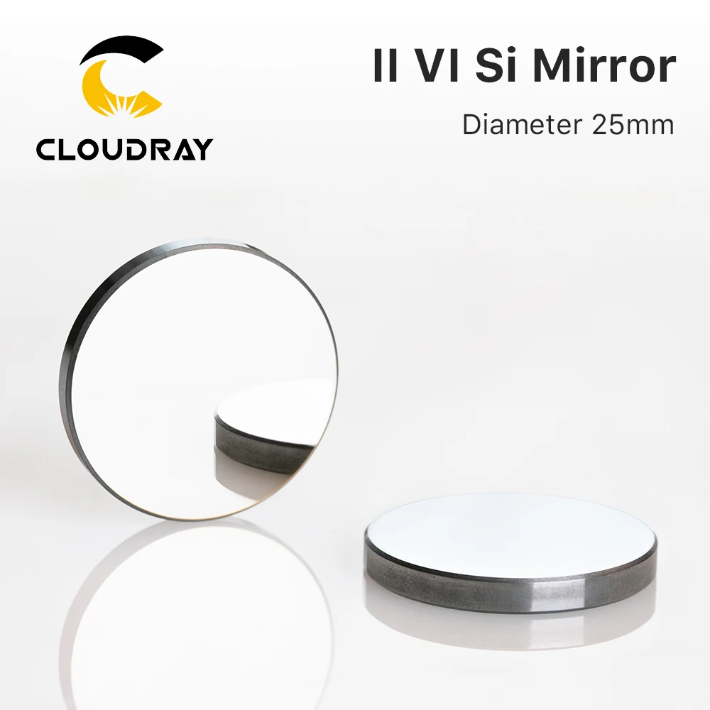 Cloudray 500W Original II-VI Si Mirror Dia. 25mm Refiectivity 99.8% 10.6um LPMS Coating for CO2 Laser Engraving Cutting Machine