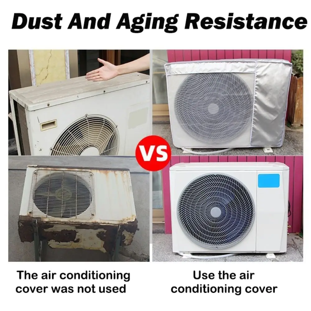 New Silver Air Conditioner Cover Multisize Dustproof Waterproof Dust Cover Air Conditioner Protective Outdoor view 2