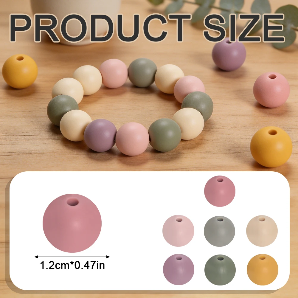 LOFCA Neue Farben, 12 mm, runde Form, 20/50/100 Stück, Silikon-Beißperlen für DIY-Stillkette, Lebensmittelqualität, Kauperlen, Großhandel – Detail 1