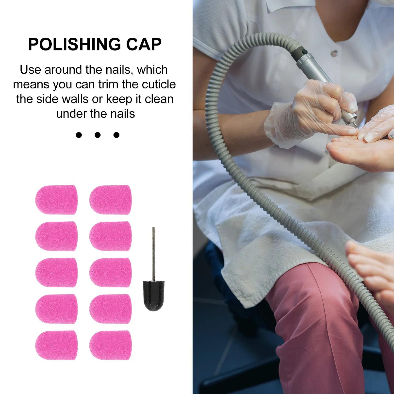 

10pcs Nail Sanding Caps Manicure Tool Set Heat Resistant Replacement Grinding Heads Portable Cuticle Cleaner For Nail Art