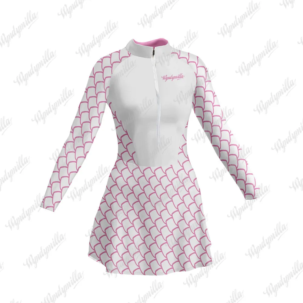 Vestidinho Saia Women's Long Sleeve Triathlon Cycling Jersey Skirt Little Dress Skinsuit Maillot Saia Mtb Riding Skirt Ciclismo