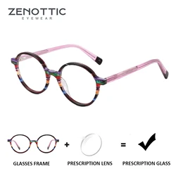 ZENOTTIC Custom Prescription Glasses Fashion Round Optical Eyeglasses Handmade Acetate Hyperopia/Progressive/Myopia Men Women