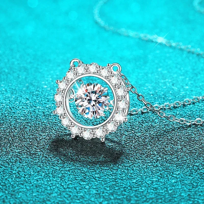 FCGJHW 5/6/6.5mm Dancing Stones Zircon/moissanite Necklace for Women Sparkling Lad Diamond Pendant S925 Silver Wholesale 2026