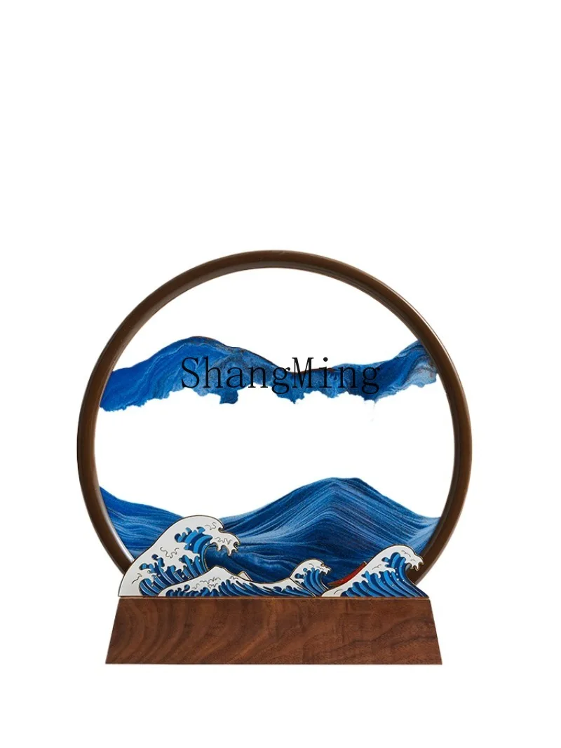 

LXY quicksand painting riding the wind and waves creative office ornament living room desktop high-end decoration