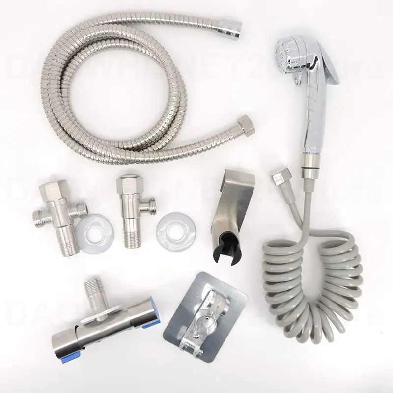 ABS Toilet Hand Held Bidet Spray Shower Head faucet Douche Kit T Valve WC Bathroom Bidet Sprayer Tap Holder water Hose U26