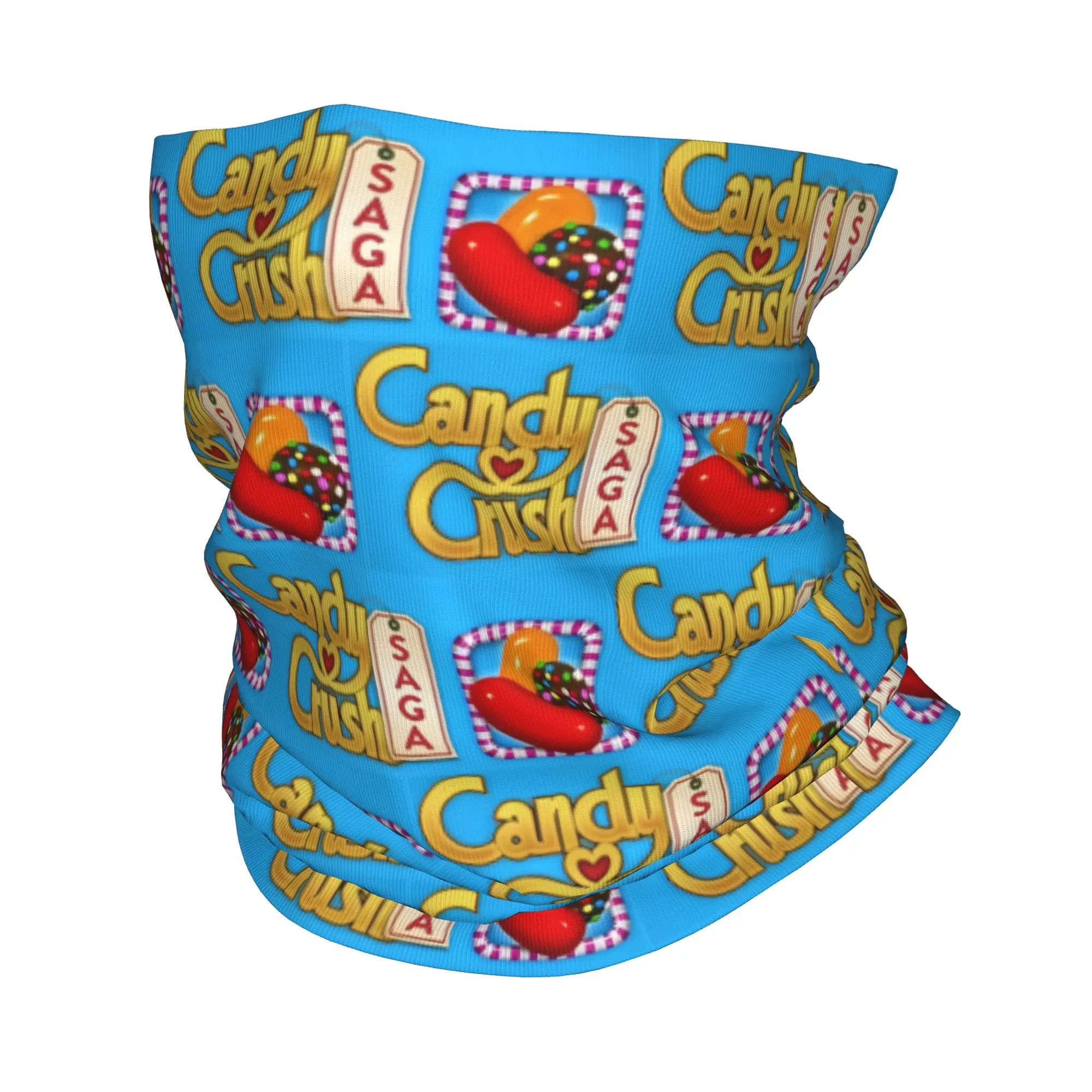 Custom Candy Crush Saga  Neck Gaiter Men Women UV Face Shield Winter Colorful  Bandana Scarf for Cycling