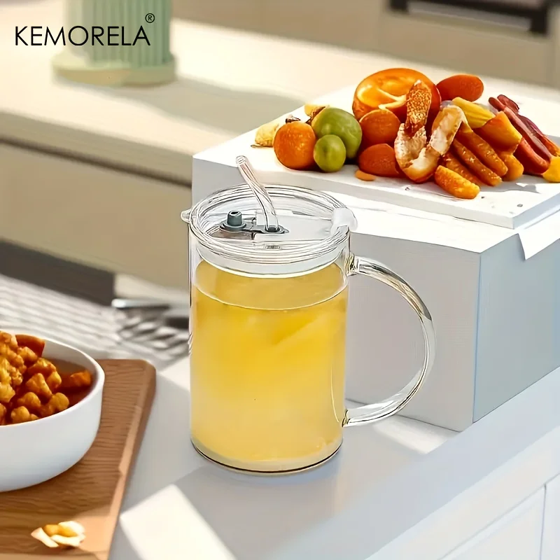 1/2PCS 1000ml Große Kapazität Glas Ins Stil mit Deckel Und Stroh Milch Tasse Klar Schaum Tee Becher kaffee Trinken Becher Dessert Tassen