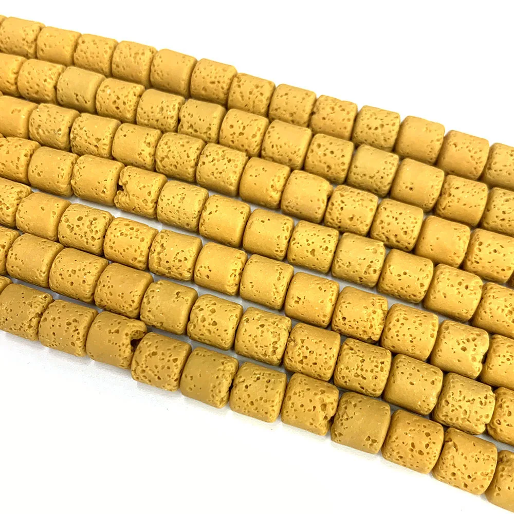 8x8mm Cylinder Beads Natural Stone Volcanic Lava Tube Spacer Loose Gem Bead for DIY Necklace Bracelet Jewelry Making Accessories