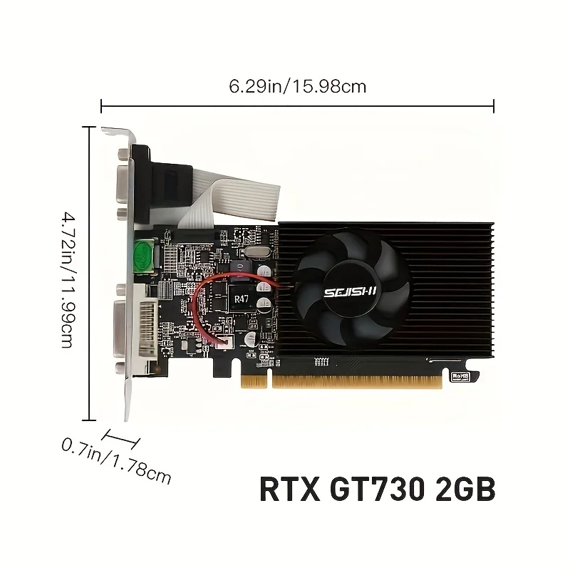 بطاقة فيديو SEJISHI GeForce GT730 عرض بطاقات Vga 4GB DDR3 128Bit بطاقة رسومات الكمبيوتر NVIDIA لعبة PC GT 730 4GD3 HD DVI