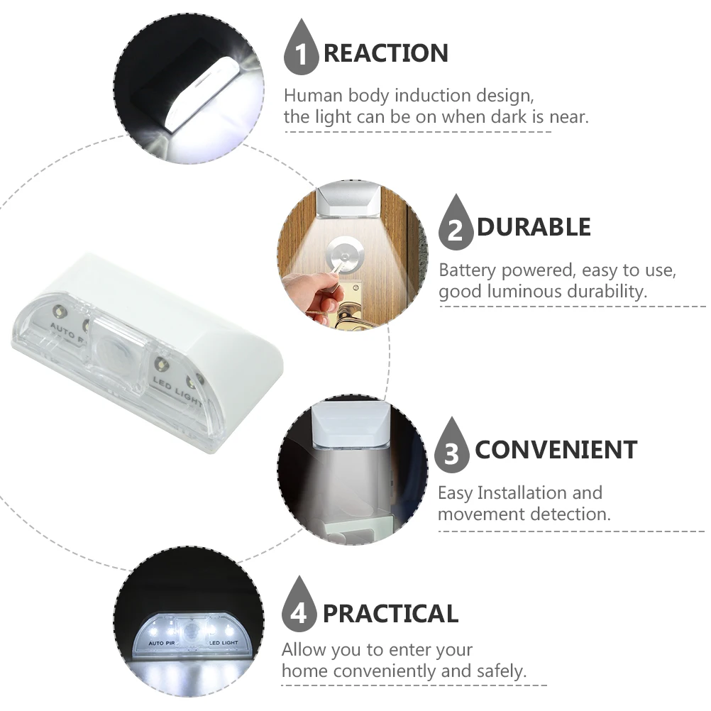 

LED Sensor Motion Lamp for Door Lock Keyhole Auto on Off Human Body Induction Light Home Security Stairway Night Lamp No