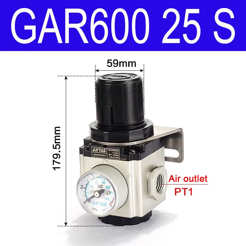 AIRTAC Pneumatische drukregelklep GAR200/300/400/600-06/08/10/15/20/25S Luchtcompressor Reduceerklep
