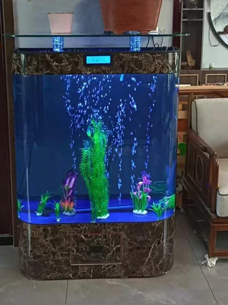 Living Room Floor Glass Change Water Ecological Aquarium Lucky Medium and Large Lazy Fish Tank