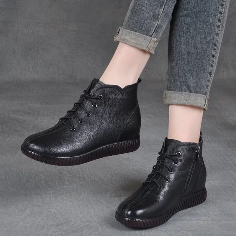 Women\'s Boots 2022 Autumn Short Boots Casual Thick-soled Mother Boots All-match Women Shoes Zipper Bare Boots Soft Comfortable