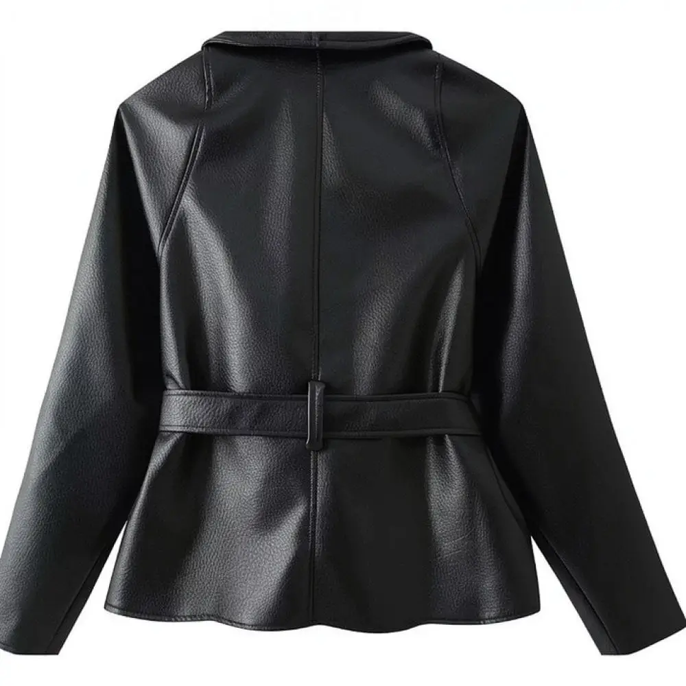Short Jacket Women French Style Slim Fit Casual Coat Lapel Zipper Solid Color Fashion Spring Streetwear Elegant Outwear