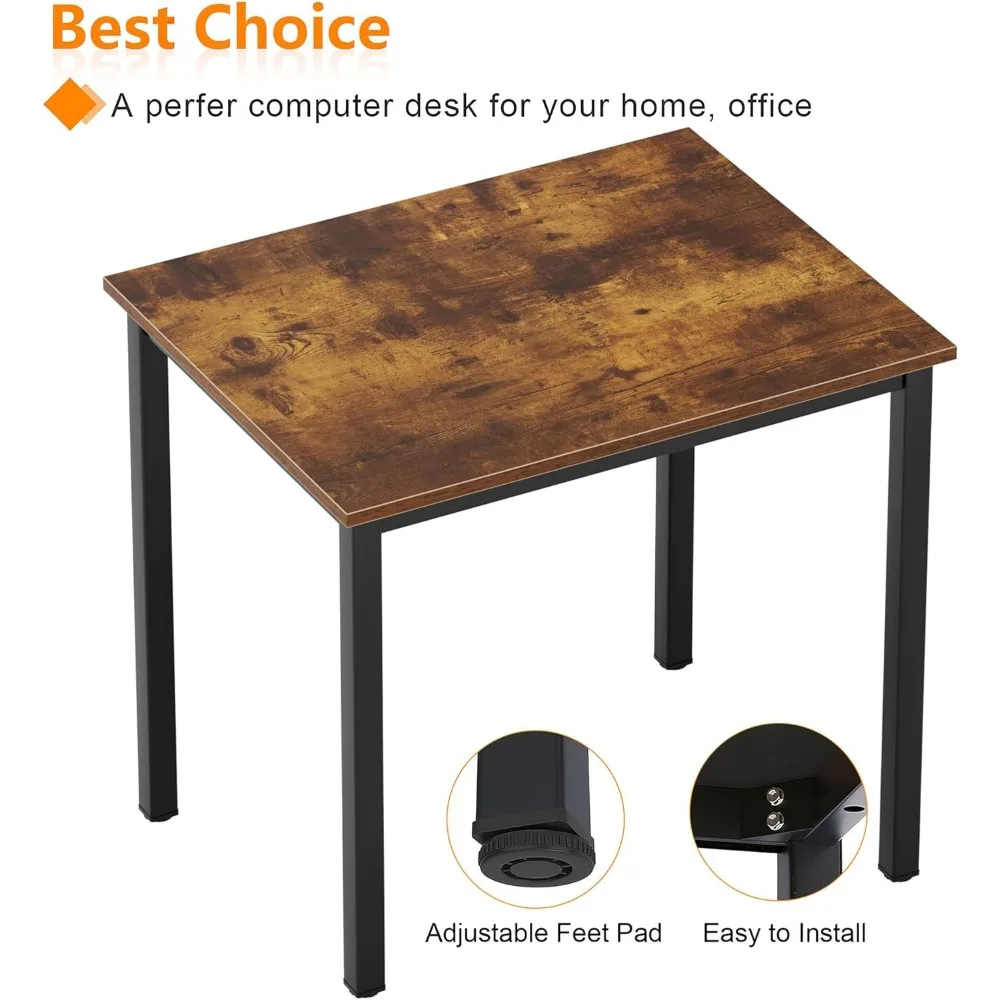 مكتب كتابة مدمج للمكتب المنزلي للطلاب والألعاب - مكتب كمبيوتر محمول بطول 31.5 بلمسة نهائية بنية ريفية