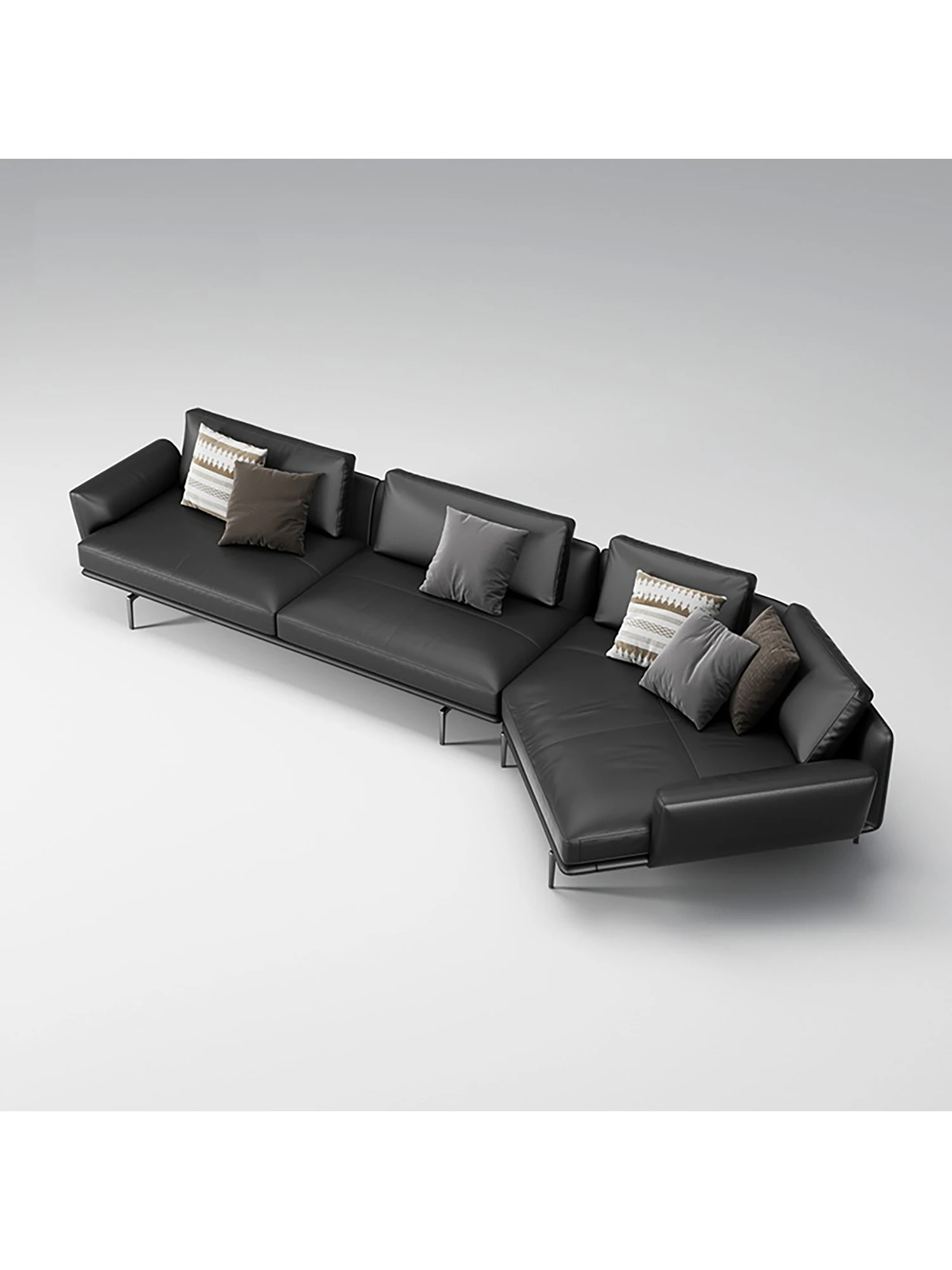 

Villa Large Apartment High-end Custom Italian Minimalist Get Back 45-degree Corner Light Luxury PU One Seat Sofa