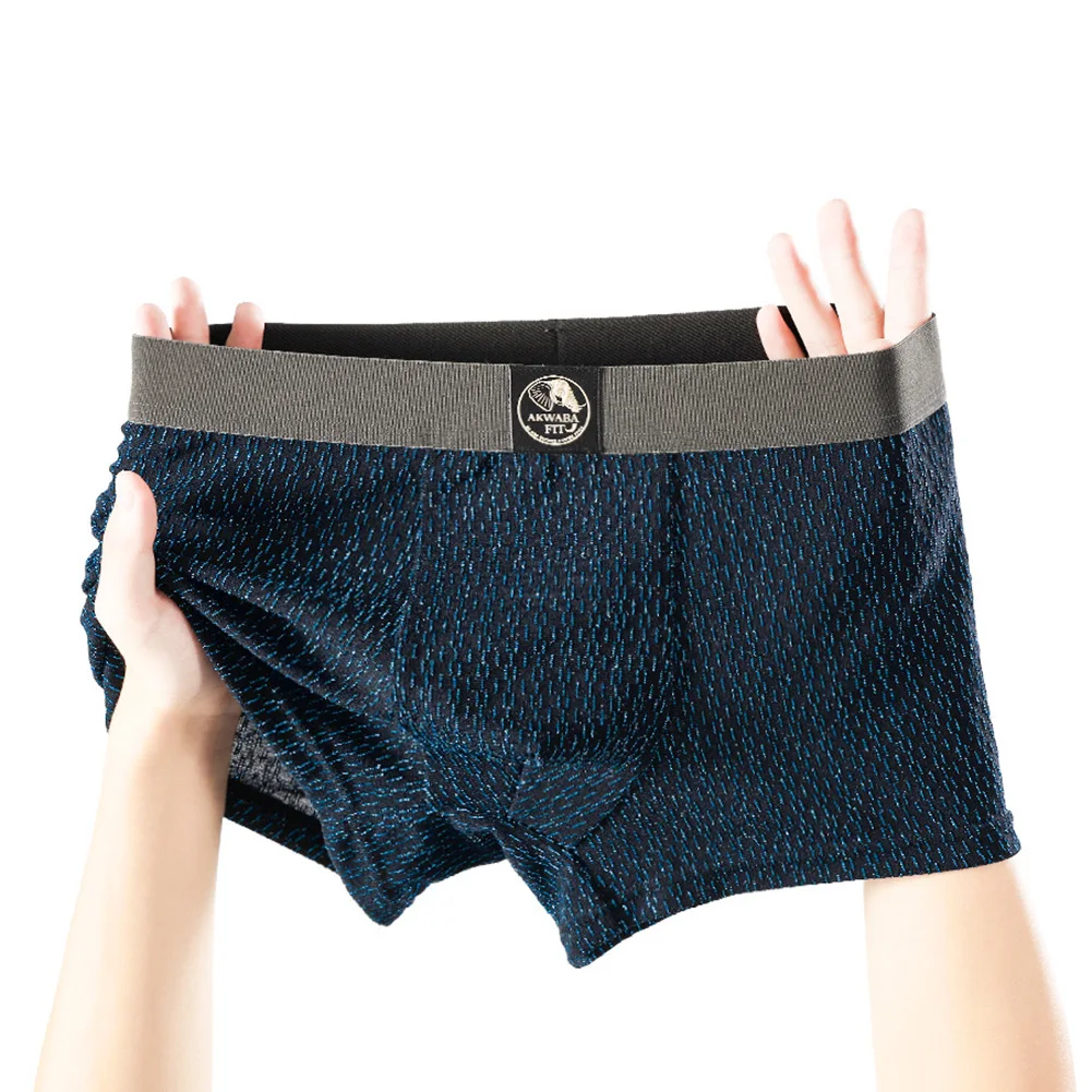 

Men Texture Solid Fine Boxer Shorts Elastic Underwear Breathable Solid Trunks Mid Rise Male Sexy Panties Underpants Men Fashion