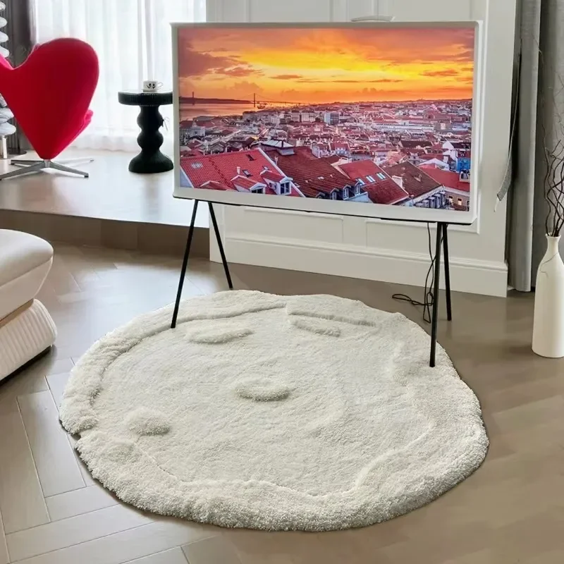High-end Handmade Non-Slip Irregular Shape Milk Silk Area Rugs Long-pile Fluffy Carpets for Bedroom