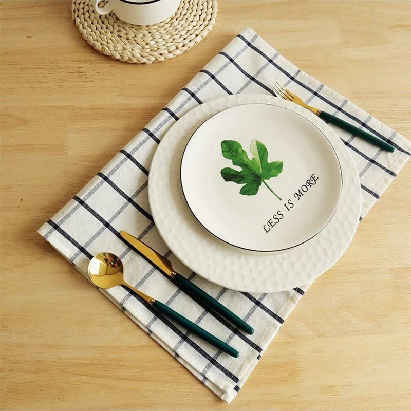 

1Pc 40*60cm Nordic Style Cotton Woven Checkered Napkins Tea Napkins French Western Napkins Background Cloth Drooling Napkins