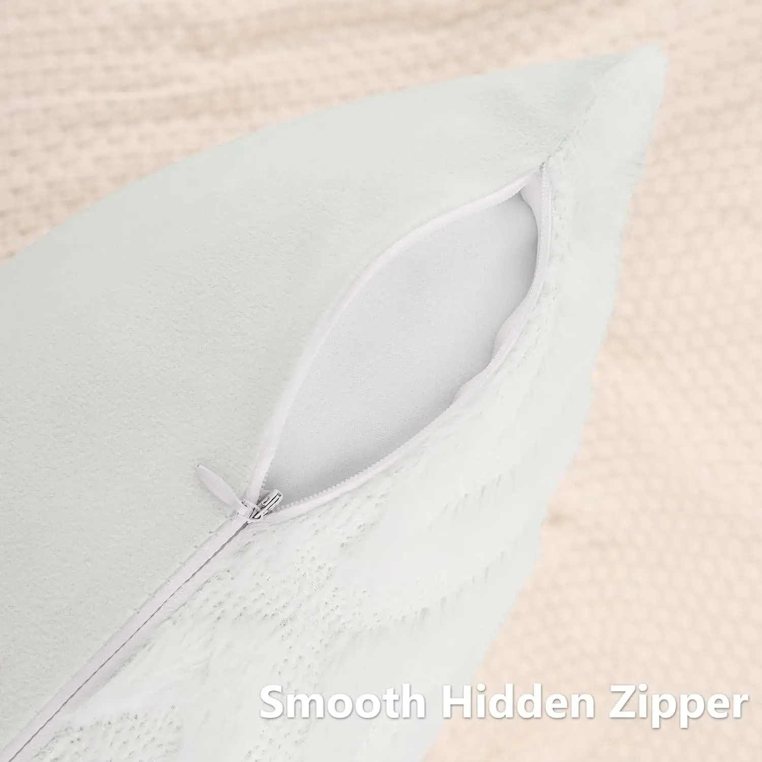 Spring Soft Throw Pillow Covers 18X18 Set Of 2 - Plush Wool Decorative Couch Pillow Covers For Sofa Bed Living Room - With 3D