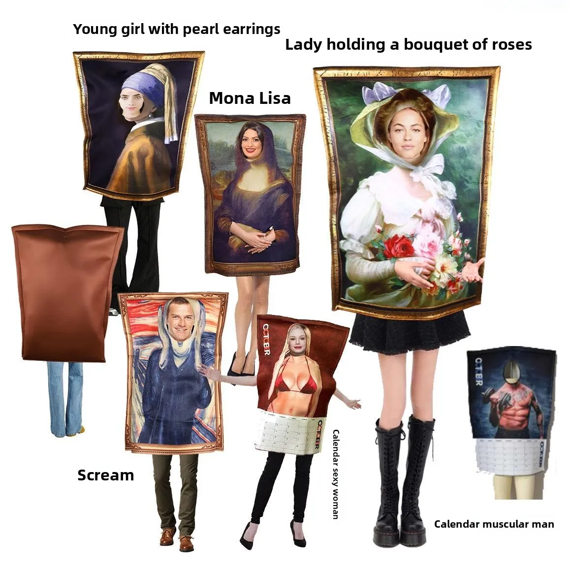 

loween World Famous Painting Cosplay Mona a Van Gogh Scr Cn Poster Direct Send Parent-Child Funny Costume