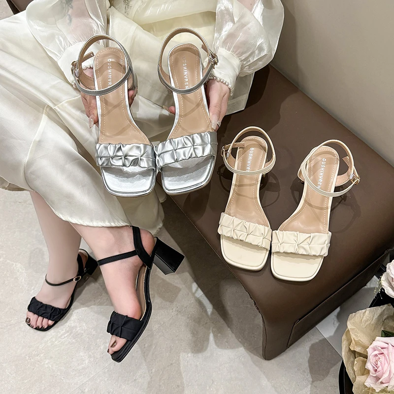 Sandals women's high heels 2024 new with skirt in summer wear a line with temperament women shoes fairy style single casual