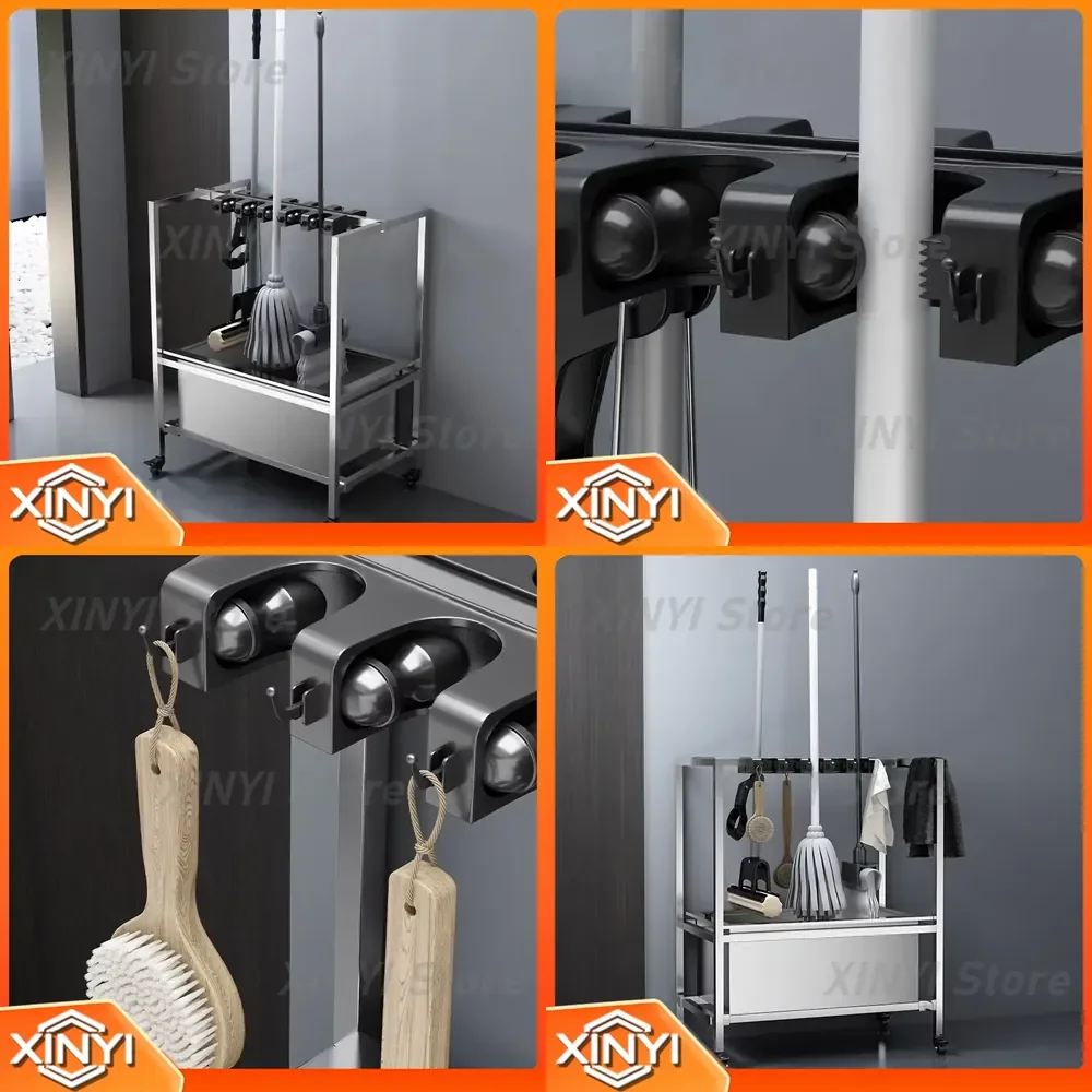 Stainless Steel Mop Bucket for Floor Cleaning Rack with Removable Mop Holder for Balcony Bathroom Home Use Mop Pool Tool