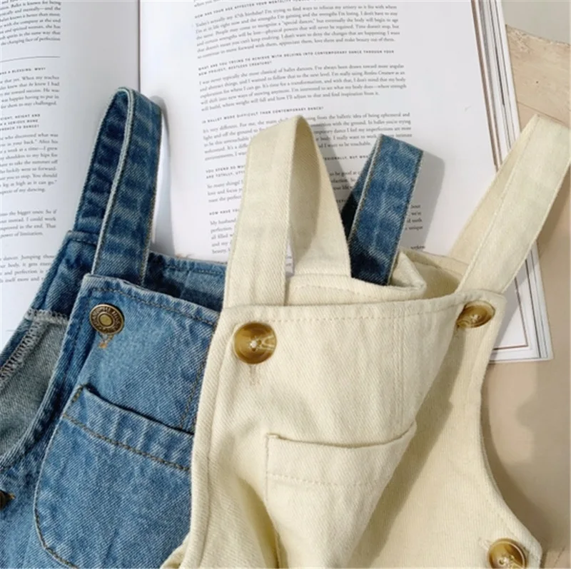 Baby Boy Solid Denim Overalls Child Jean Bib Pants Infant Jumpsuit Children\'s Clothing Kids Overalls Autumn Girls Outfits