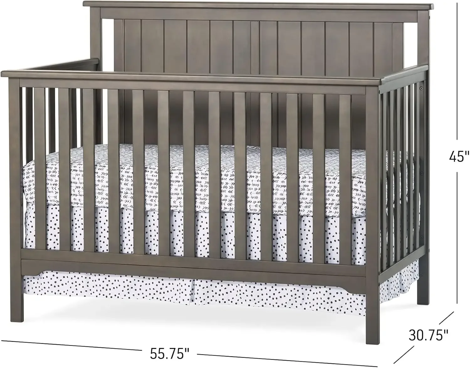 Child Craft Cottage Flat Top 4-in-1 Convertible Crib, Baby Crib Converts to Day Bed, Toddler Bed and Full Size Bed, 3 Adjustable