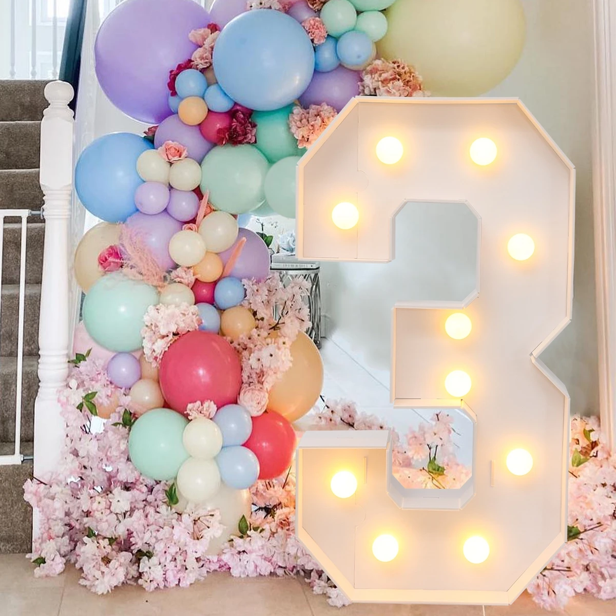 91.5cm DIY Marquee Light Up Numbers for 18th 21st Birthday decay Mosaic Numbers for baloons Anniversary Party Foam Board Kit# Co