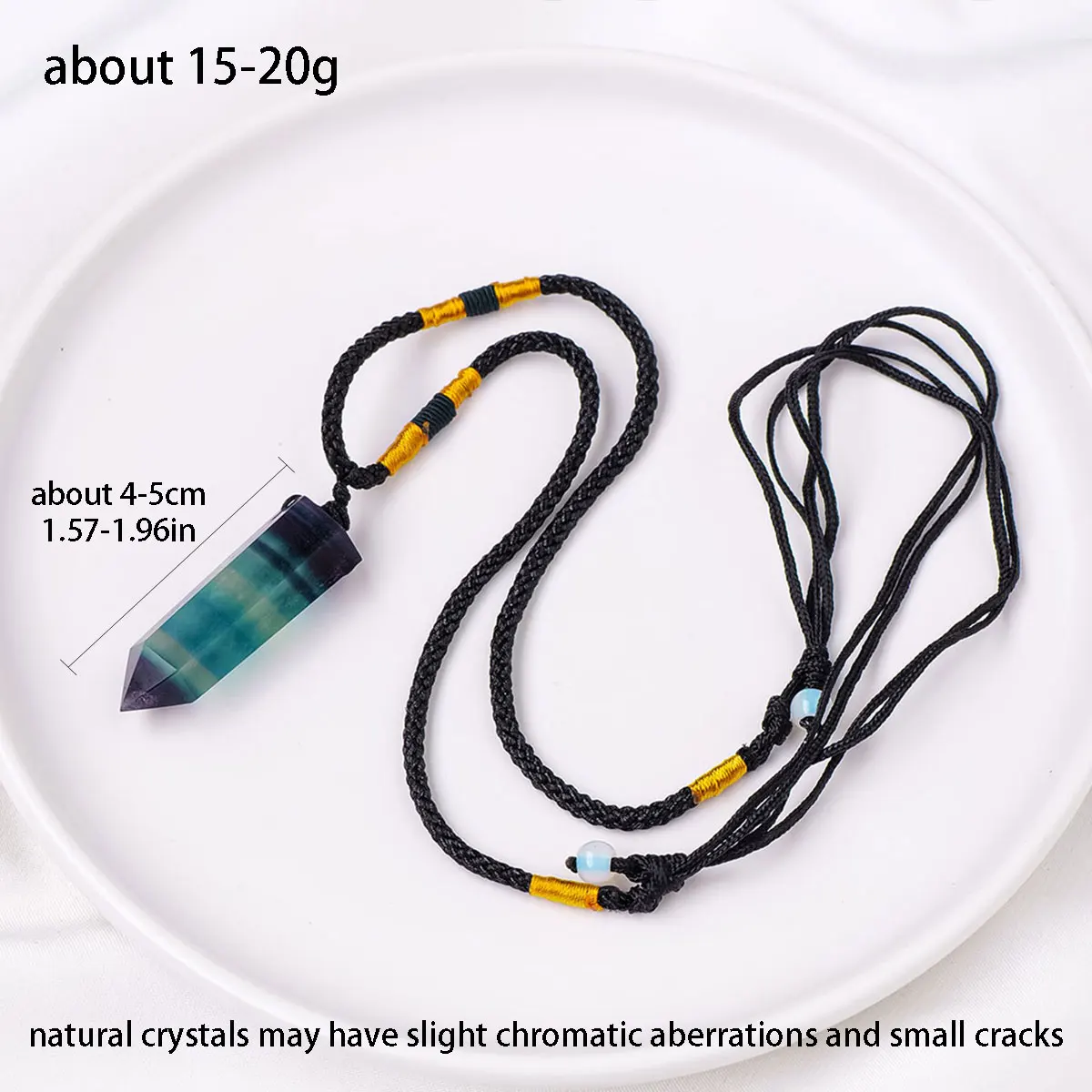 1PC Natural Cryatal Healing Energy Crystal Stone Rainbow Fluorite Crystal Point Pendant Jewelry Women's Necklace Gift