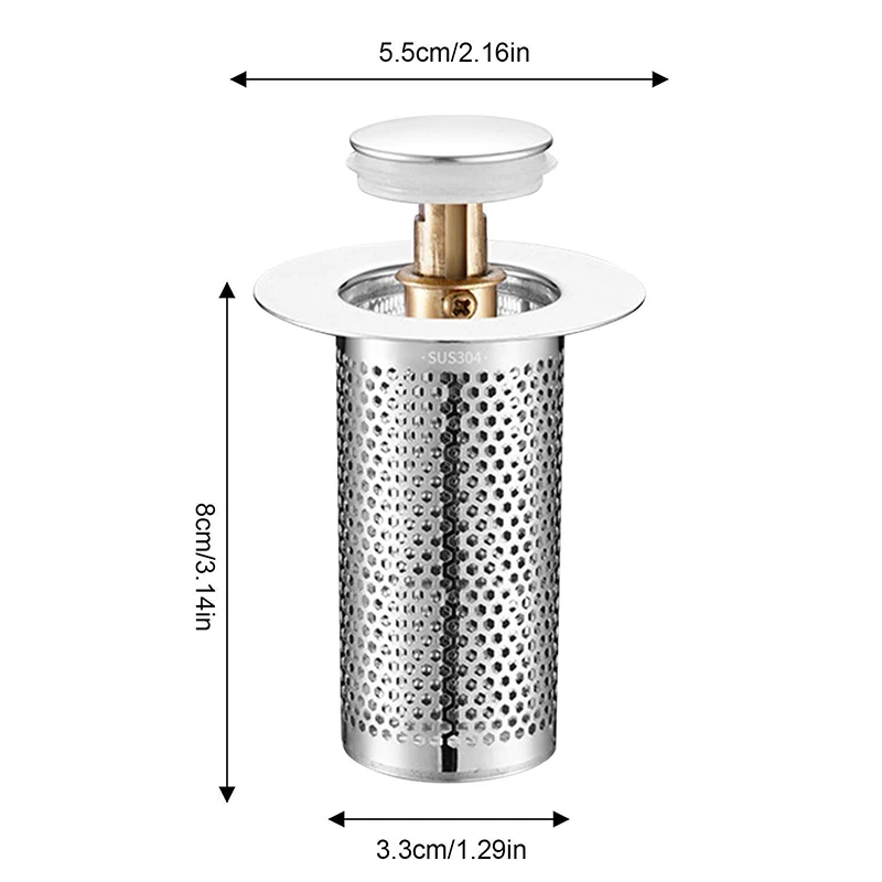 Washbasin Sink 304Stainless Steel Drain Filter Strainer Bouncing Core Mesh Anti-odor Bathroom Bathtub Accessories