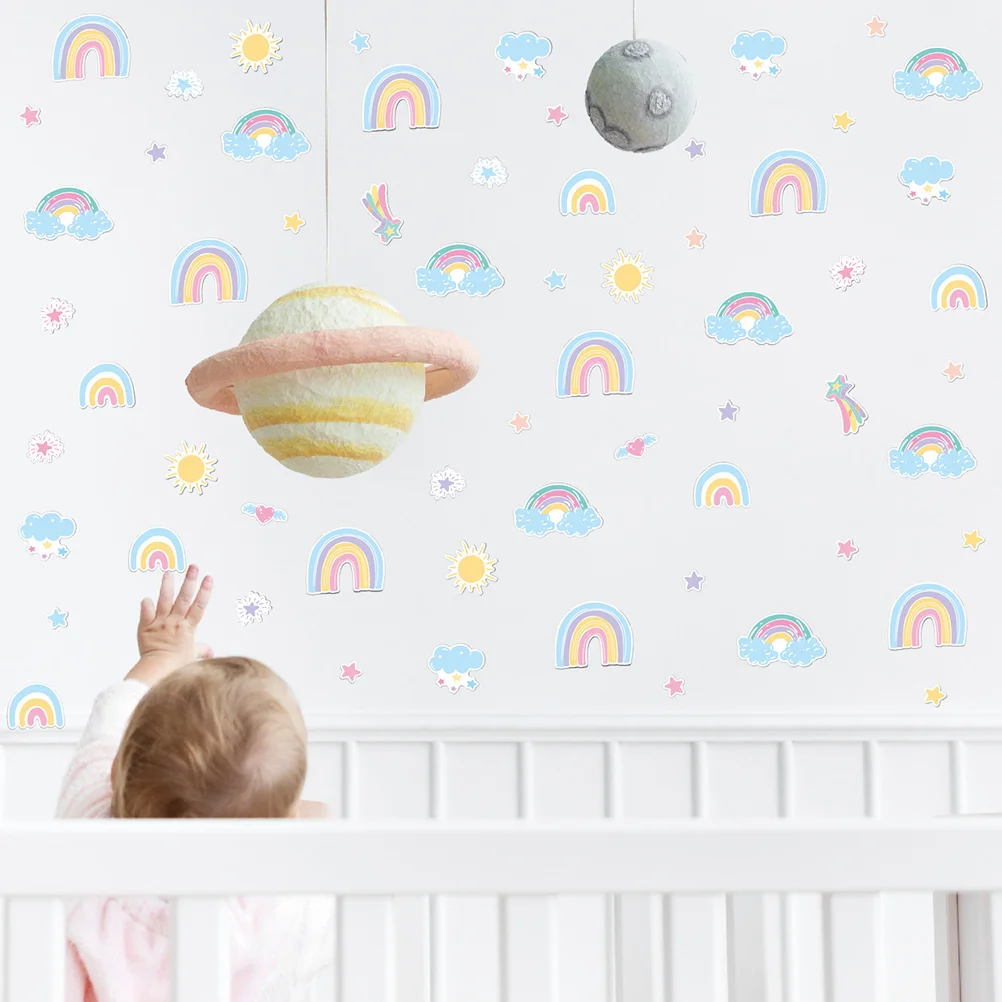 

1Set Rainbow Wall Decals Self Adhesive Waterproof Stickers Easy Apply for Nursery Bedroom Rainbow Room Decor