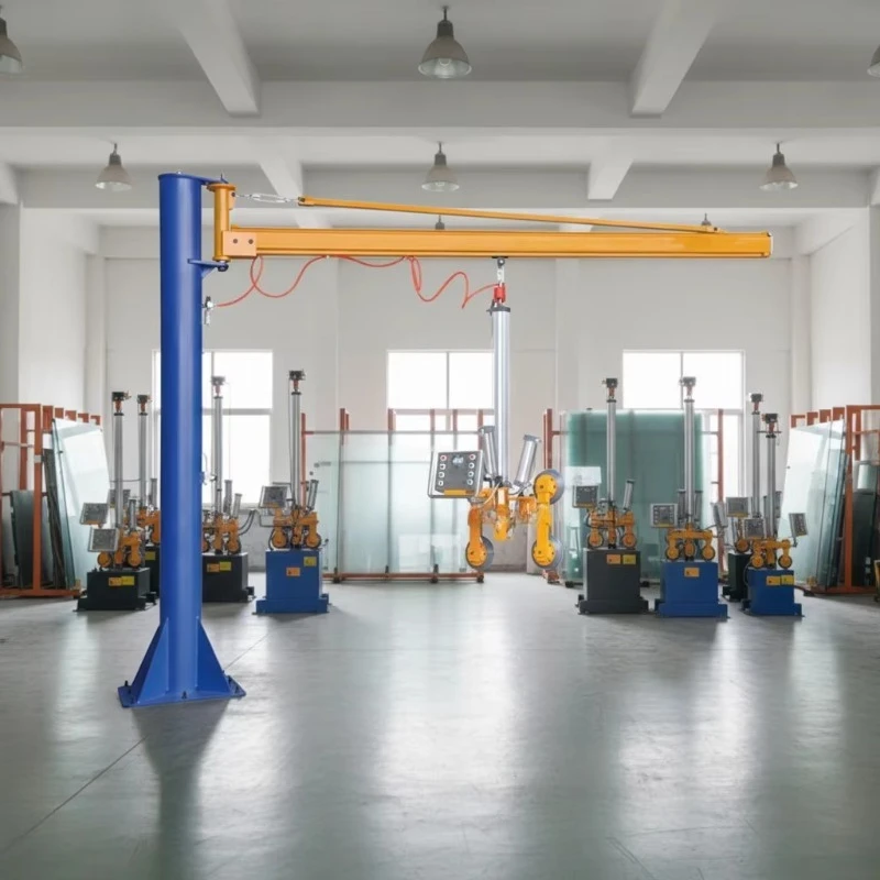 New 300KG Glass Sheet Vacuum Lifter Cantilever Crane 400kg Load Capacity 360 Rotation Automatic Control for Vertical Washing