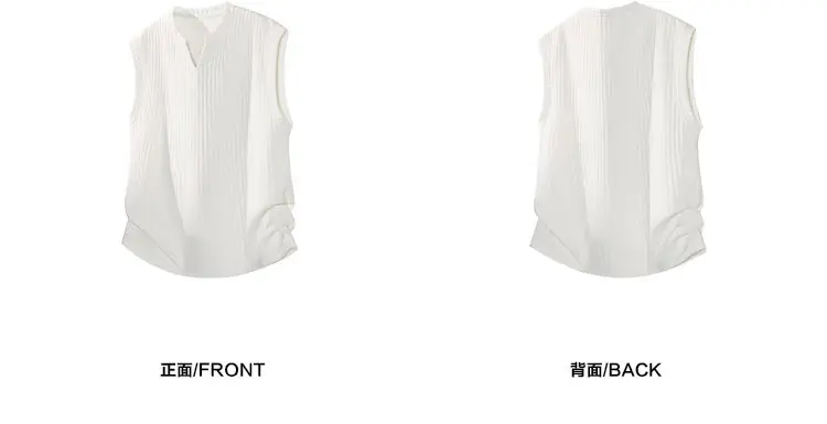 Herren V-Ausschnitt Stehkragen Ärmelloses Tanktop aus Waffelstrukturierter Stoff Locker Sitzend Atmungsaktiv Lässige Alltagsweste Pullover – Detail 8