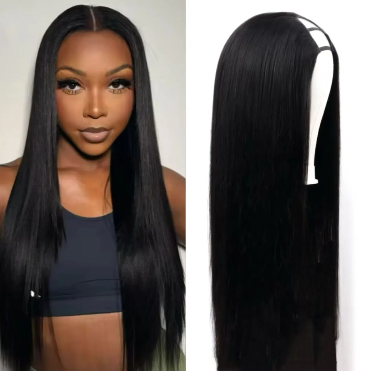 

Natural Color 220 Density Long Straight Human Hair U Shape Wigs 32 Inch U Part Machine Made Wigs Natural Hair Wigs For Women