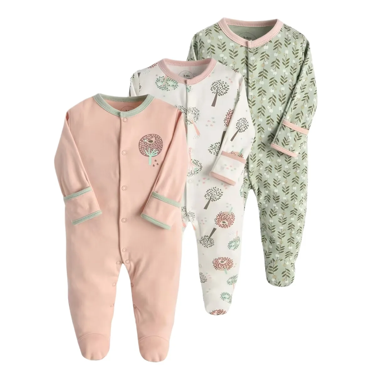 3Pcs Newborn Baby Bodysuit 100% Cotton Clothes Boys Girls Long-Sleeved Bottoming Romper Newborn Jumpsuit for All seasons