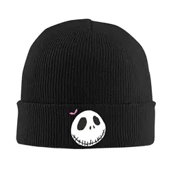 Custom Jack Skellington Face Bonnet Hat Fashion Knitted Hat Men Women Unisex  Warm Winter Skullies Beanies Caps