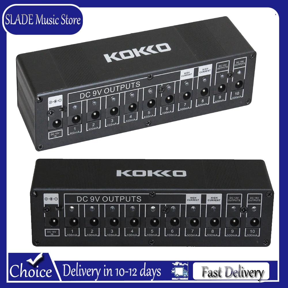 

KOKKO Guitar Pedals Power Supply 10 Isolated Output High Quality Guitar Effect Pedal Power Supply 4* 500mA Output 6*100mA Output