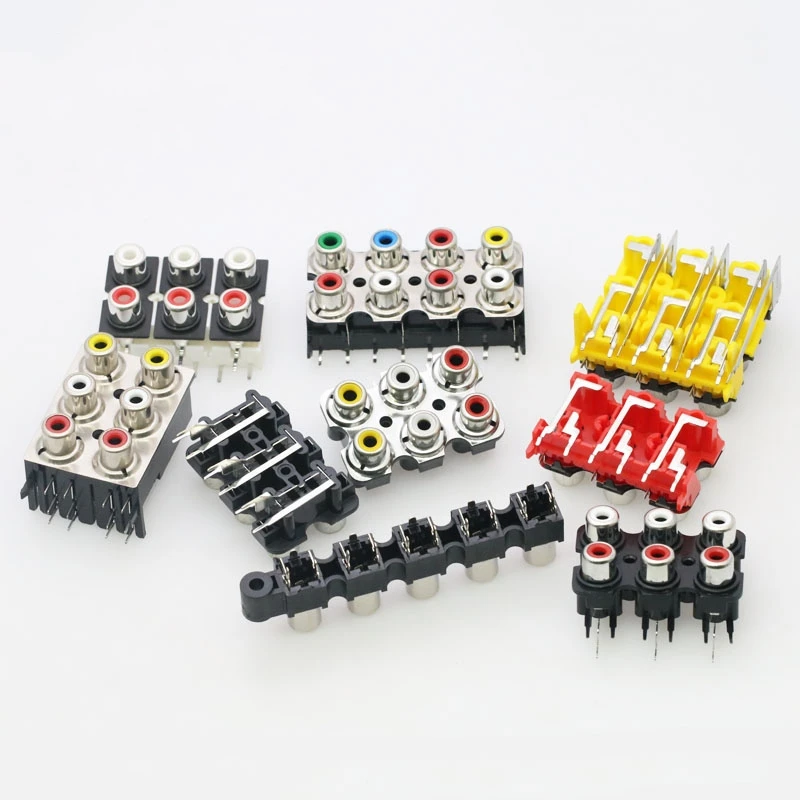 2PCS RCA Lotus Socket 5/6/8/9 Hole coaxial socket with shielded signal input interface soldered audio female socket