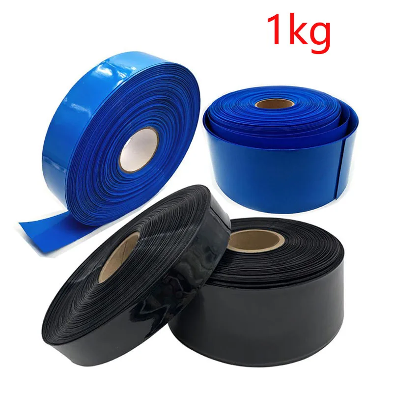 

1kg Lithium Battery PVC Heat Shrinkable Film Tube 30-400mm Blue Black 18650/21700 Battery Shrinkable Film Insulation Sheath