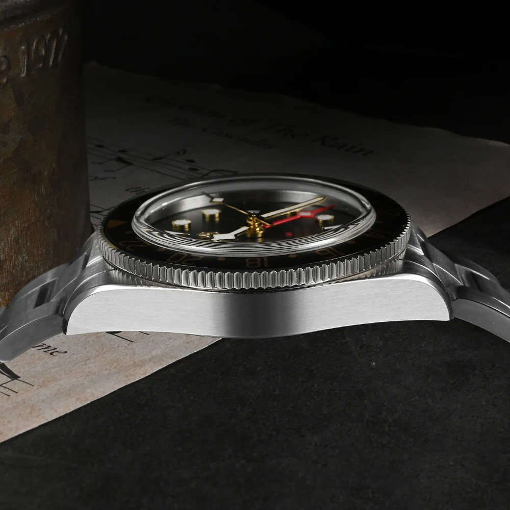 San Martin 39mm Vintage Men Watch With Root Beer Style Bezel NH34 GMT Automatic Mechanical Watches Sapphire Waterproof SN0109