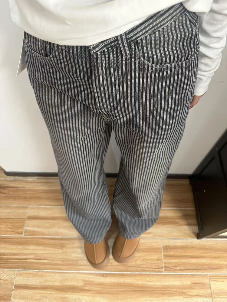 Thiened Fce 안감이 있는 따뜻한 데님 청바지 하이웨이스트 루즈 스트레이트 와이드 레그 팬츠 여성용 가을 겨울 신상품 Sle PmORh 브랜드