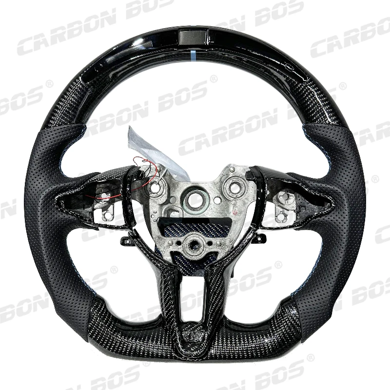 Black Carbon Fiber Steering Wheel for Hyundai Elantra N 2022-2025 Real with LED Display for Elantra N with Perforated Leather
