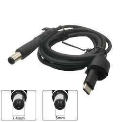 7.4x5.0 mm with Pin Jack to USB Type C PD Power Adapter Converter 7.4*0.6mm DC Plug Connector Cable Cord for HP Laptop Charger