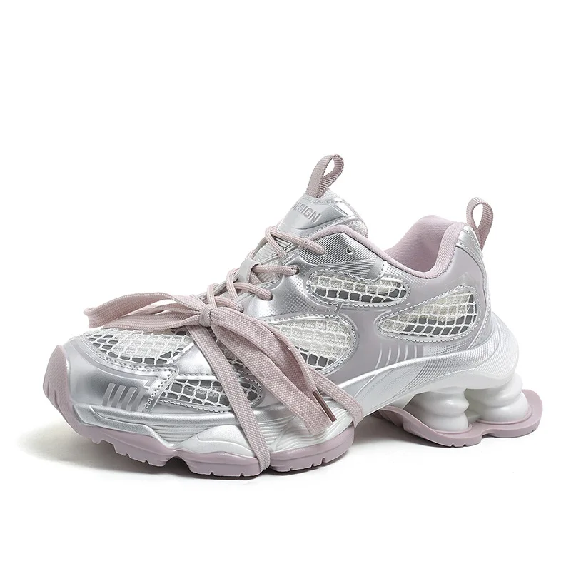Double Strap Women's Summer Explosion Versatile Mesh Breathable 2025 New Casual Sports Running Dad Shoes