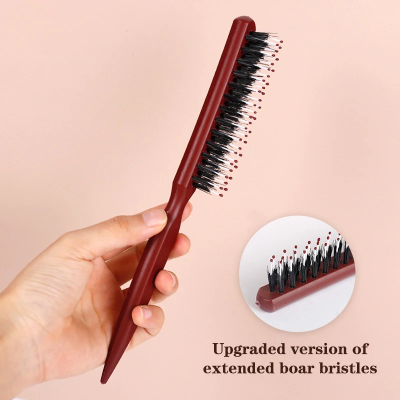 Boar Bristle Teasing Brush Comb With Rat Tail For Hair Sectioning For Edge Control Backcombing Smoothing Styling Hair Tool