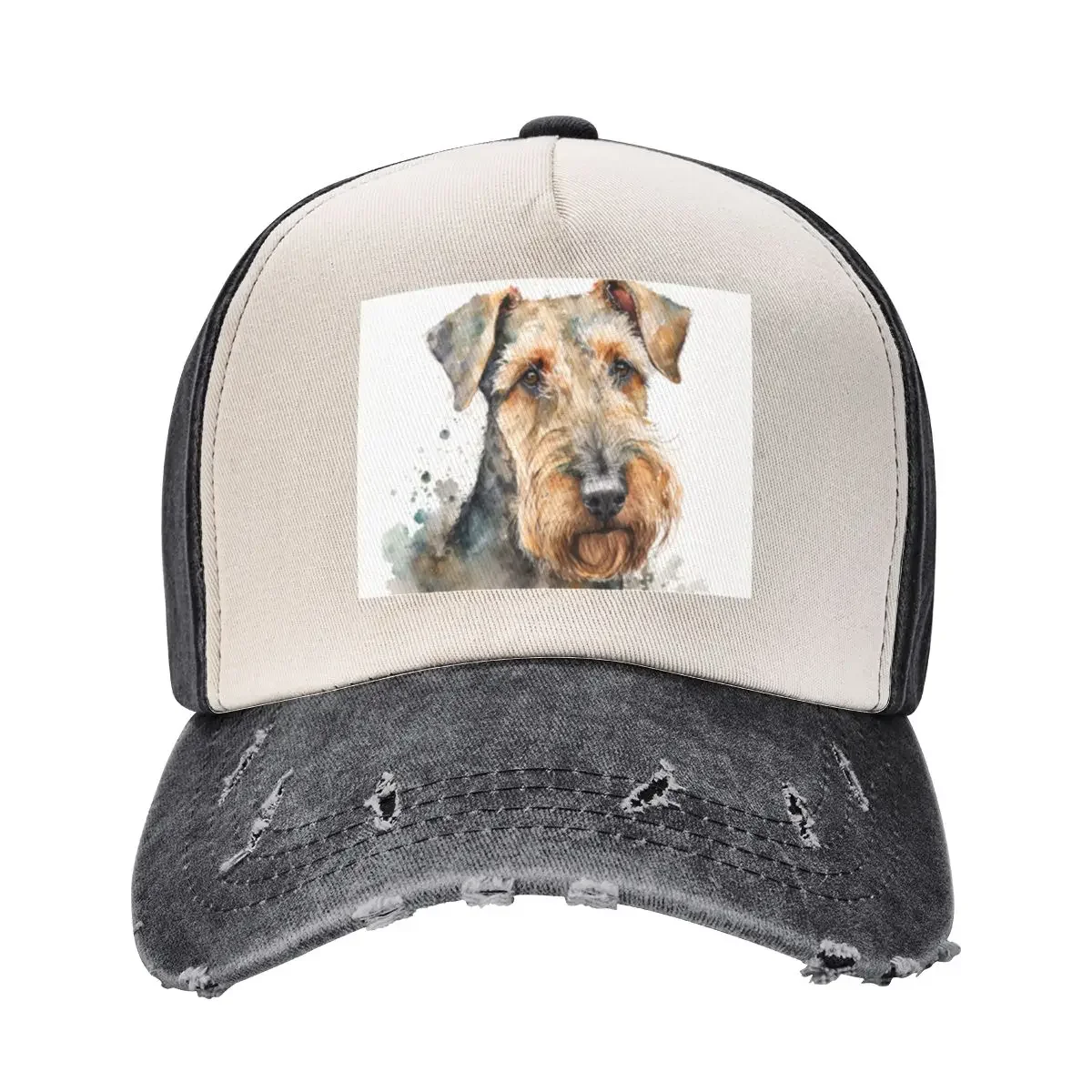 Artistic Watercolor of a Airedale Terrier Dog Baseball Cap Hat Man Luxury New In The Hat Men Golf Wear Women's