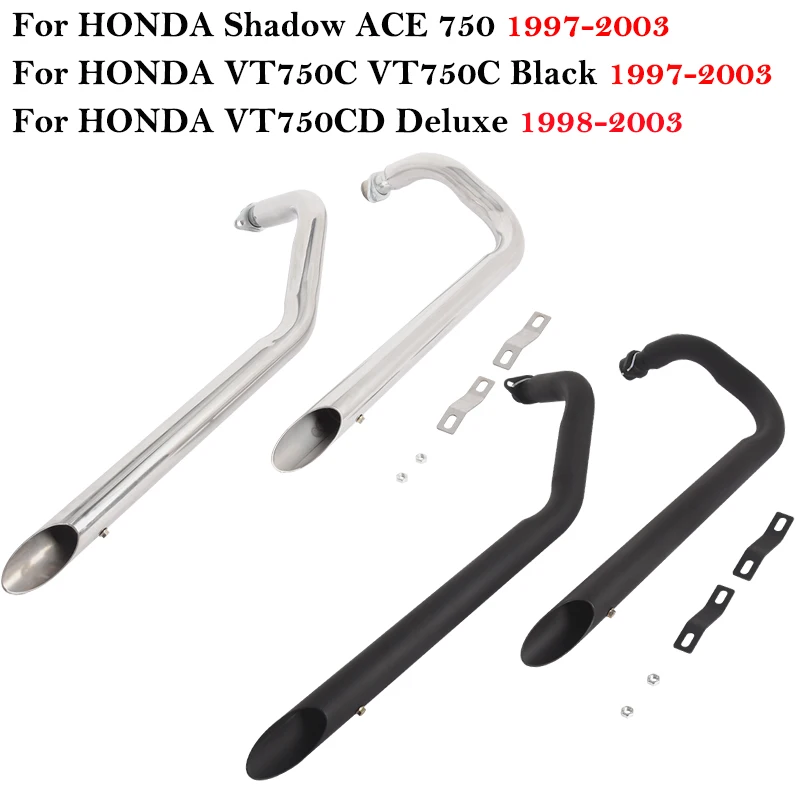 

For HONDA Shadow ACE 750 VT750C VT750C Black 1997 - 2003 VT750CD Deluxe 1998 - 2003 Motorcycle Duals Exhaust System Pipe Mufller